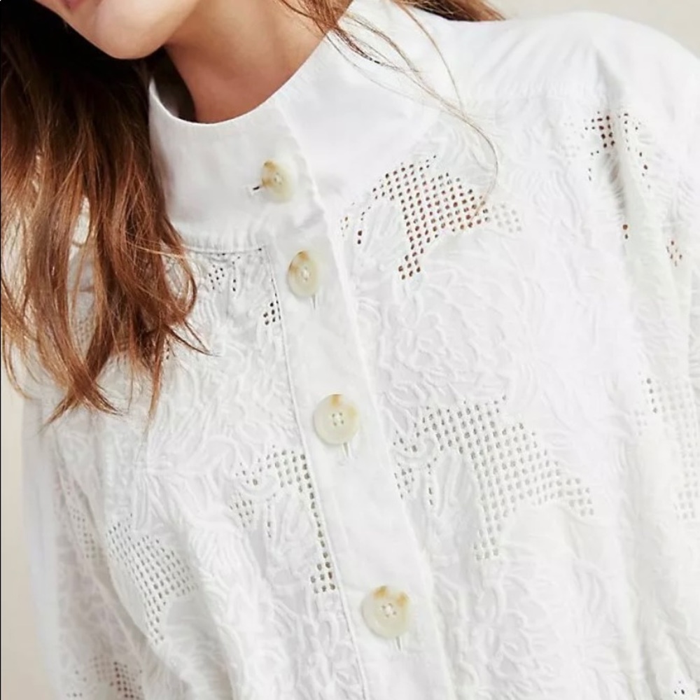 Anthro White Eyelet Lace Anorak Jacket - Picture 4 of 16